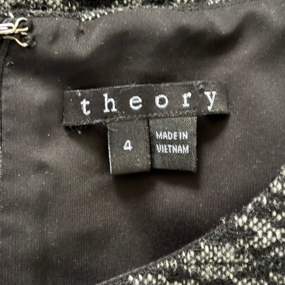 Theory Toli Chevon Dress Sz 4 Black Wool Office Career‎ Casual - Picture 4 of 9
